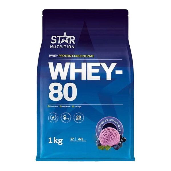 Hovedbilde Star Nutrition Whey-80 - Blueberry Ice Cream 1kg