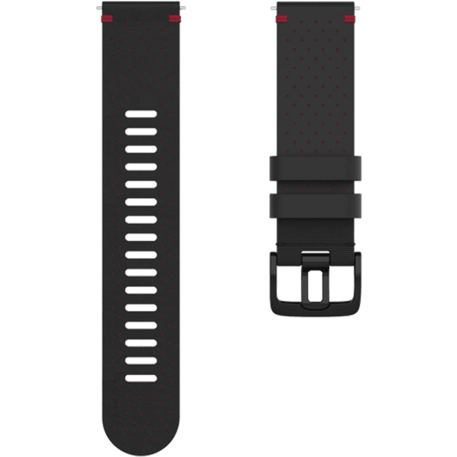 Hovedbilde Polar Wristband Perforated Leather 22mm - Black/Red M/L