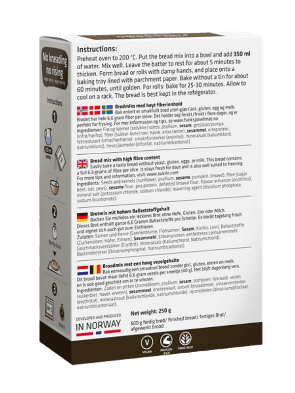 Sunnere Brødmix Fiberbrød 250g NY VERSJON